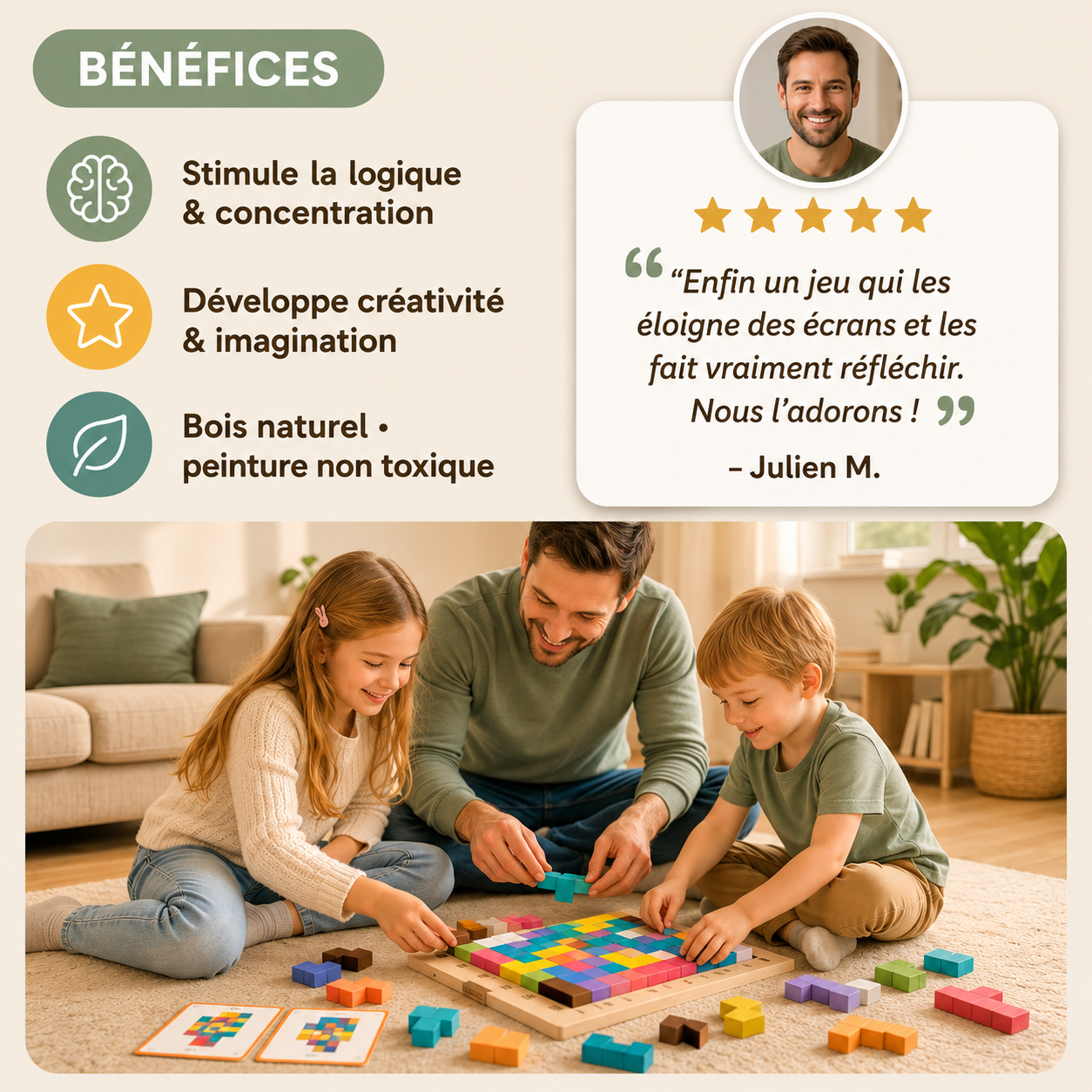 Mikoco Logic - Puzzle 3D en bois